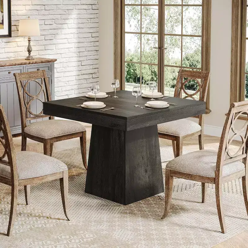 MDF Square Dining Table 31.5''W x 29.53''H with Pedestal Base