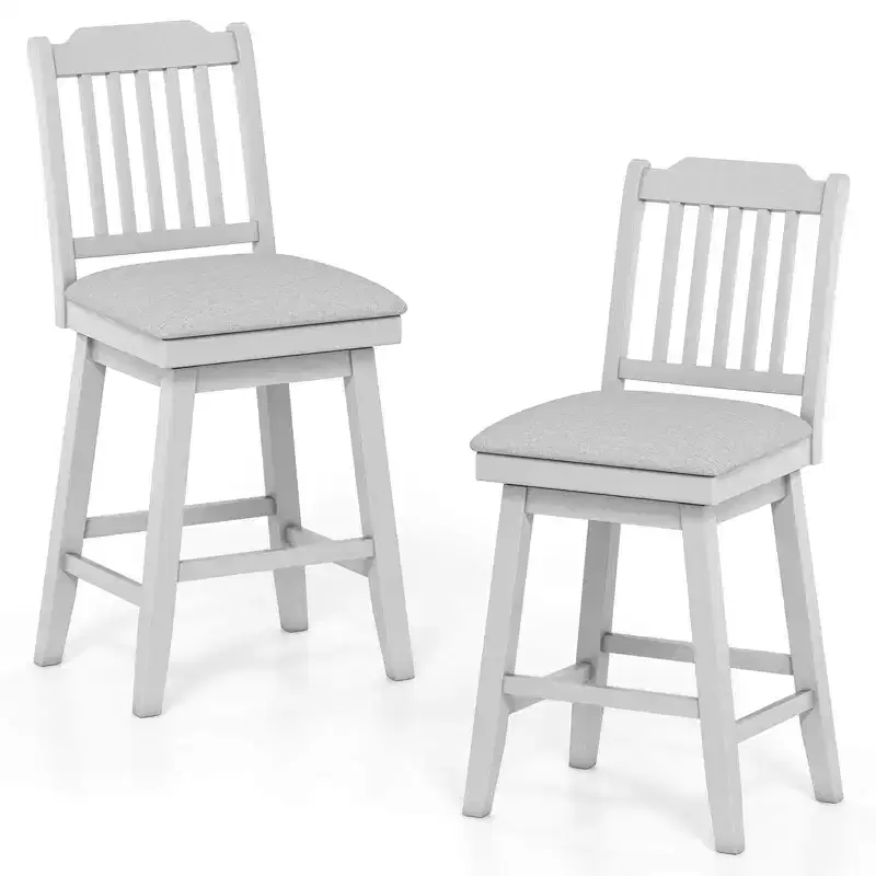 Costway 25 Counter Height Bar Stools Set of 2/4 with Slatted Back Padded Seat & Footrest