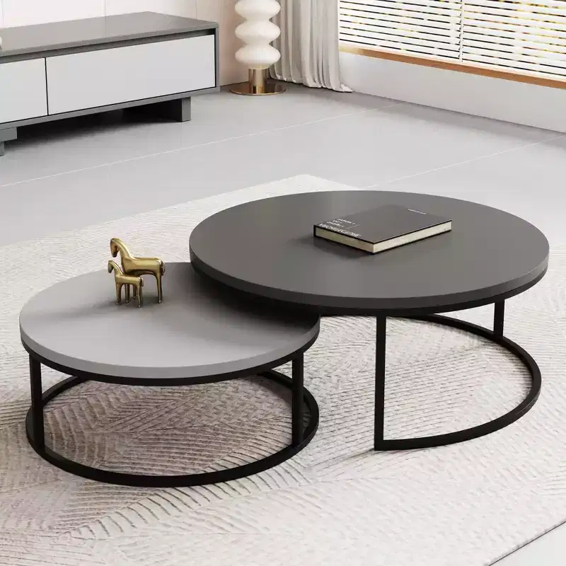 Modern Gray Nested Round Coffee Table