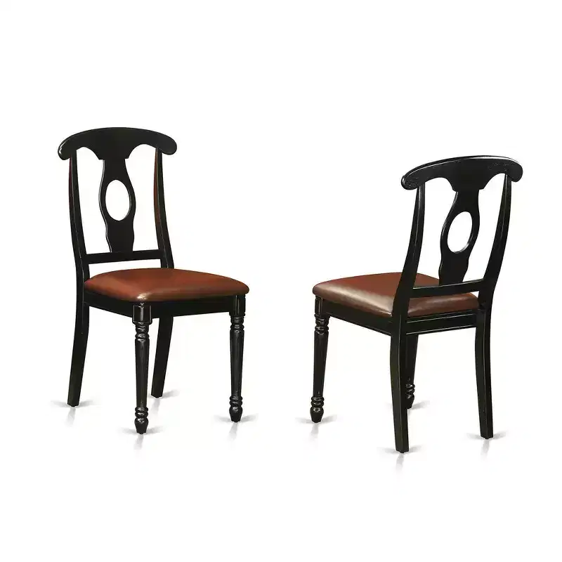 HomeStock Kenley Dining Chairs Napoleon Back Wood Seat Buttermilk Cherry