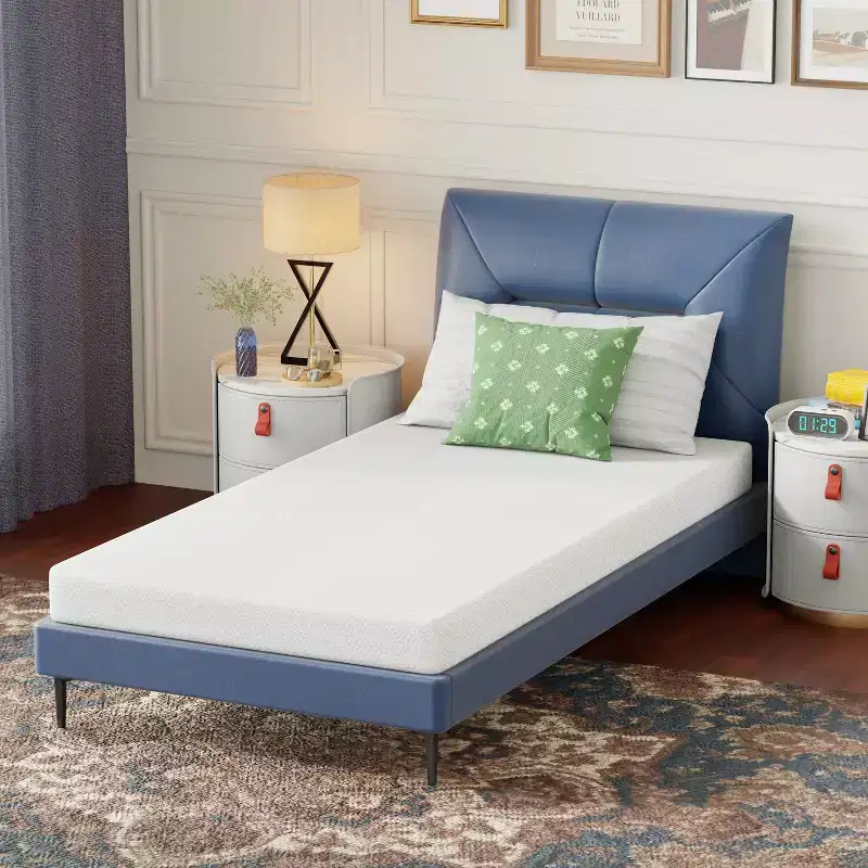FDW 5 Inch Green Tea Memory Foam Mattress Cooling Gel Infused Mattress,Fiberglass Free/CertiPUR-US Certified/Bed-in-a-Box,White