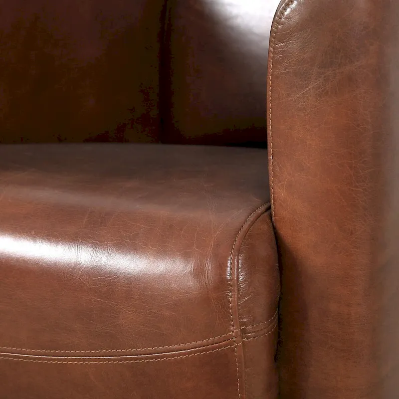 Top Grain Leather Armchair in Brown, W27.5xD30xH27