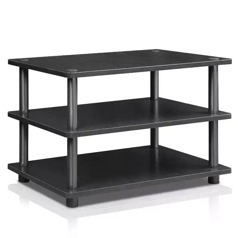 Furinno Easy Assembly 3-Tier Corner TV Stand for TVs up to 25 Storage Shleves CorLiving Blackwood