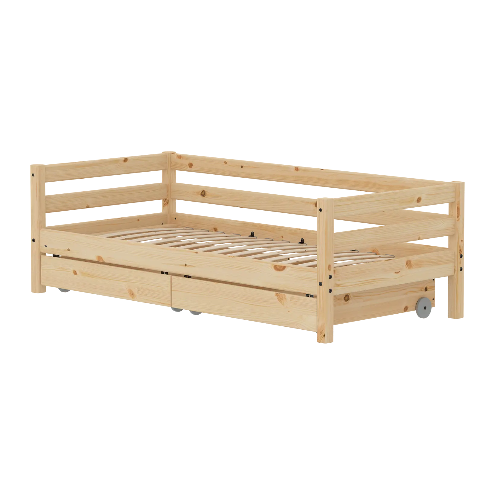 Single Bed with Storage, 90x200 cm, Pine