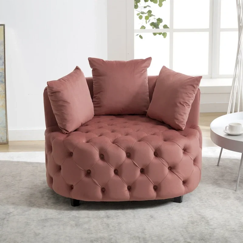 A&A Furniture Classic Barrel Accent Chair for Modern Leisure Living Space