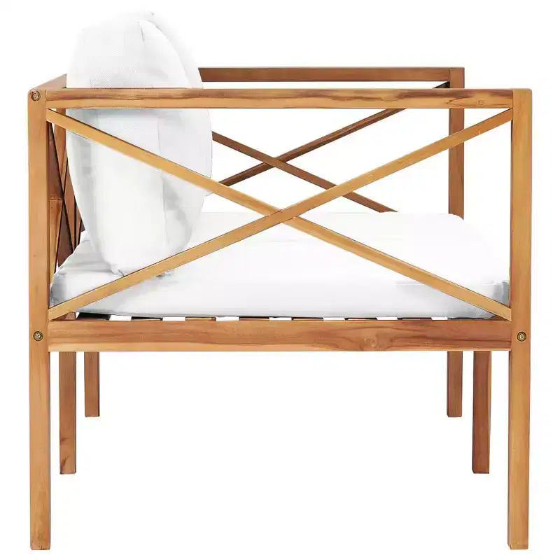 vidaXL 2-Seater Patio Bench Loveseat Chair Sofa with Cushions Solid Wood Teak