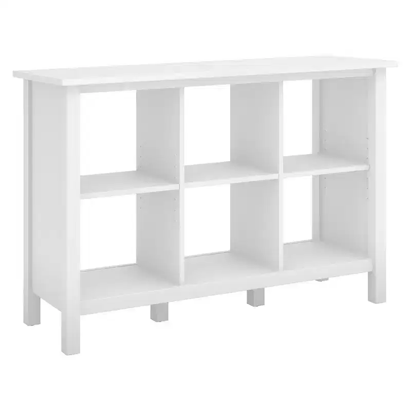 Bush Furniture 30" 6 Cube Broadview Storage Bookshelf Pure White: Modern Organizer, MDF Laminate Finish, Metal Hardware
