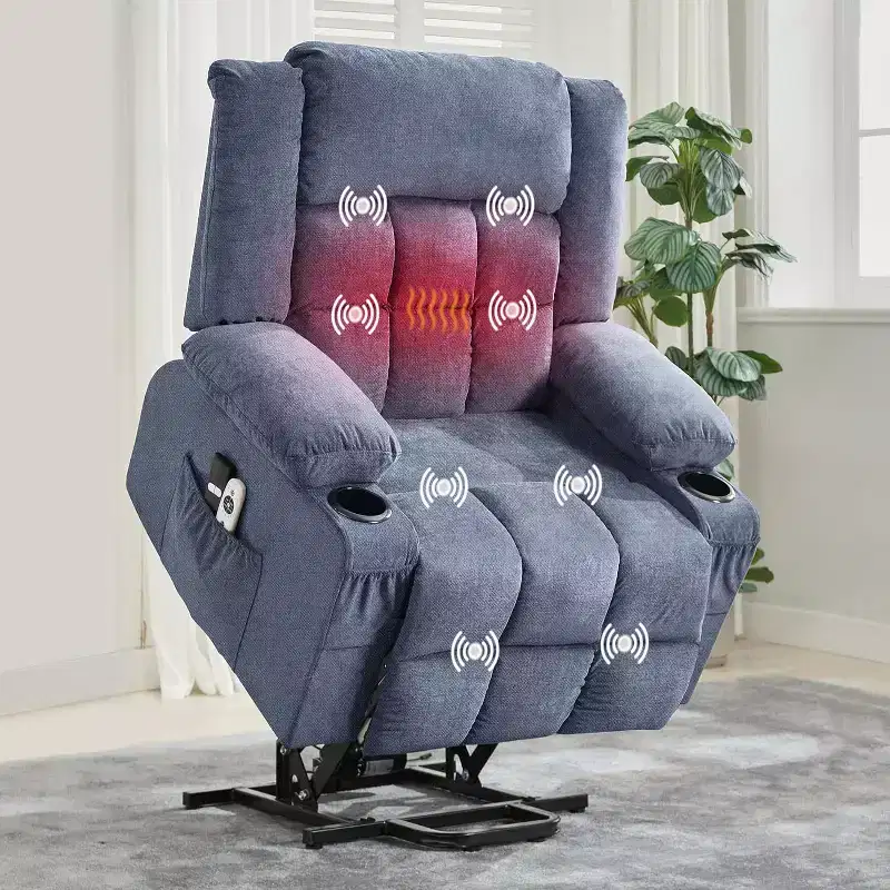 Lift Assist Recliner Chair, Massage, Cup Holders, Storage Pockets, for Living Room