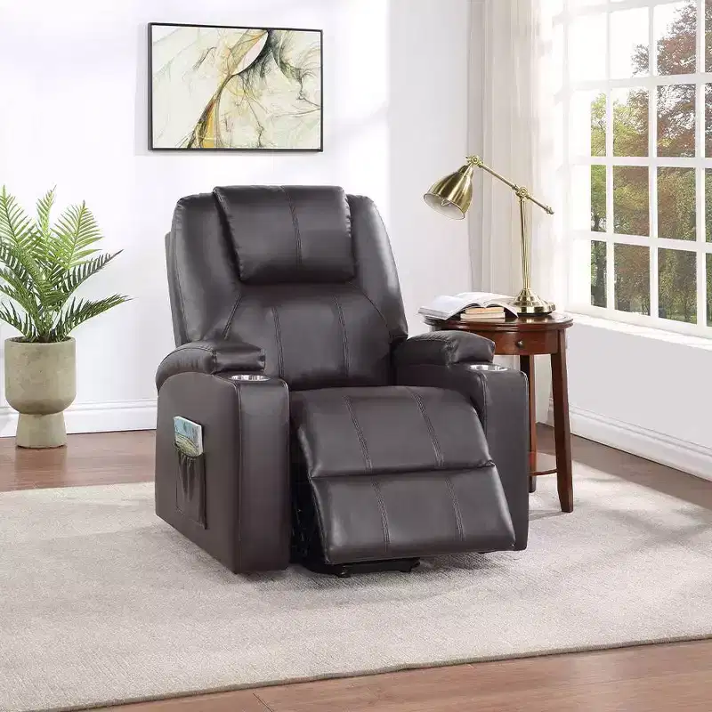 Acme Furniture Evander Leather Aire Power Recliner Sofa Brown