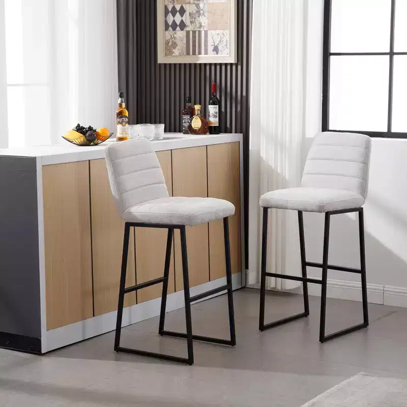 CuisinSmart 2pcs High Bar Stool Chairs with Metal Legs & Back PU Leather Upholstered, 265lbs Max Weight Capacity for Kitchen Island Bar