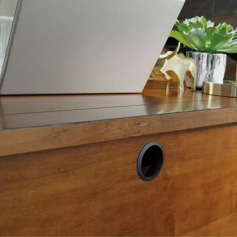 Tahoe Executive Pedestal Desk - Aged Maple - Home Styles: Hardwood, Mid-Century Modern Office Furniture
