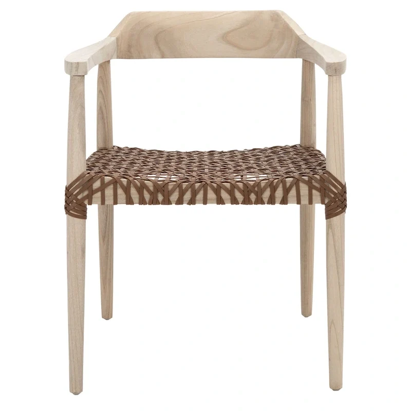 Munro Wanda Woven Leather & Solid Wood Accent Chair (Fully Assembled) - 22 W x 20.5 L x 28.5 H - 22Wx21Dx29H