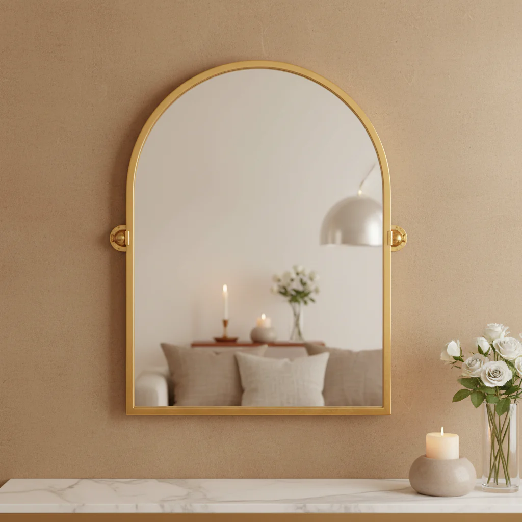 36 Gold Metal Arch Tilting Framed Accent Mirror