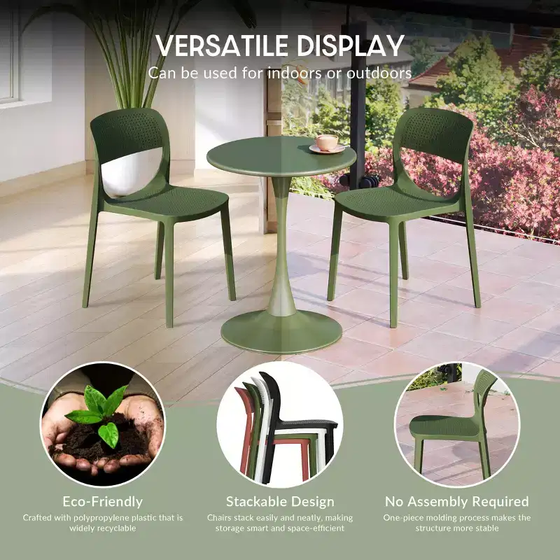 WestinTrends Playa Modern Stackable Plastic Resin Patio Dining Side Chair (Set of 2)