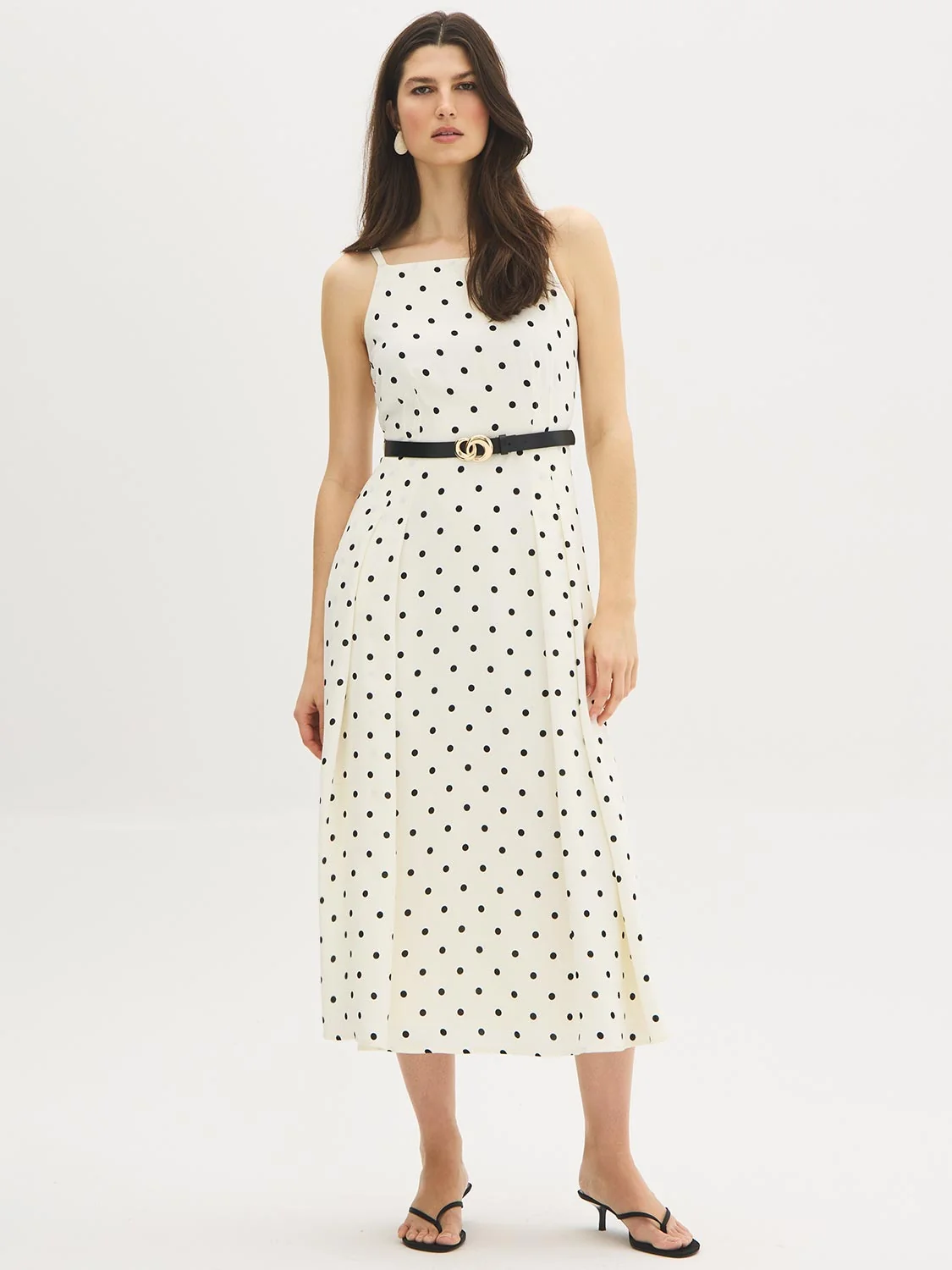Polka Dot Square Neck Midi Dress