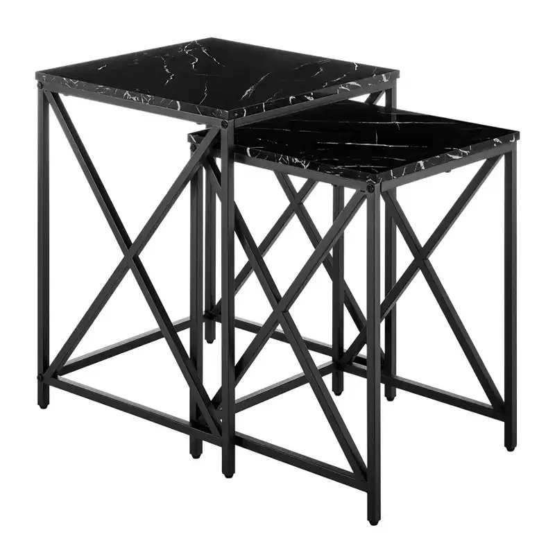 Square Marble Finish Nesting Side Table Set - Danya B.