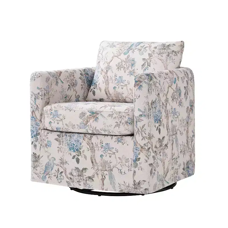 Cedric Modern Upholstered Slipcovered Swivel Chair|HULALA HOME