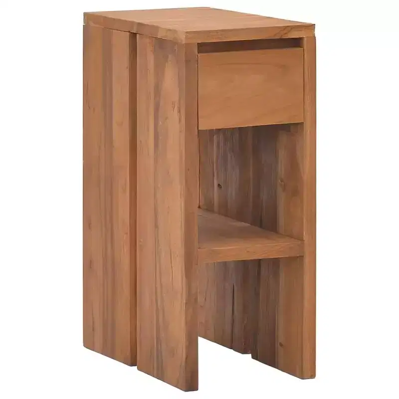 vidaXL Bedside Cabinet Natural Wood Solid Teak Wood Small