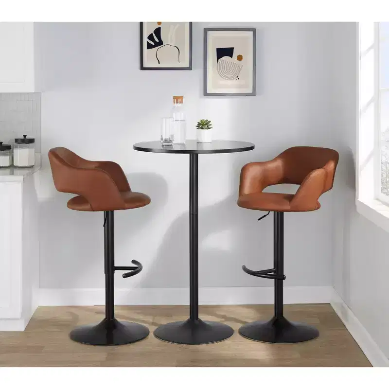 LumiSource Set of 2 Margarite Adjustable Barstools Black PU