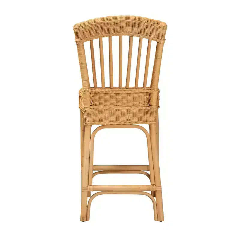 bali & pari Barito Natural Rattan Counter Height Barstool: Bohemian Design, No Assembly Required