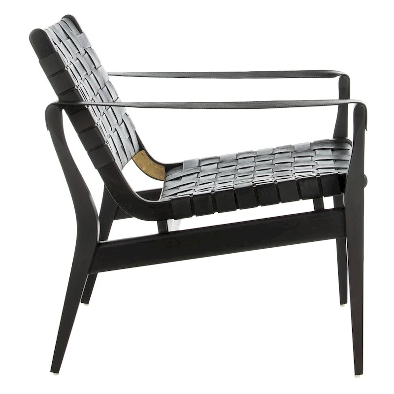 SAFAVIEH Couture Zenica Leather Safari Chair - 24.5 W x 30 L x 30 H - 25W x 30D x 30H