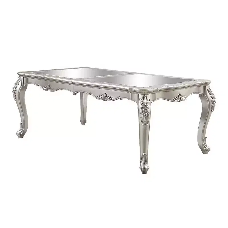 96-inch rectangular dining table (champagne finish) — elegant style, seats eight.