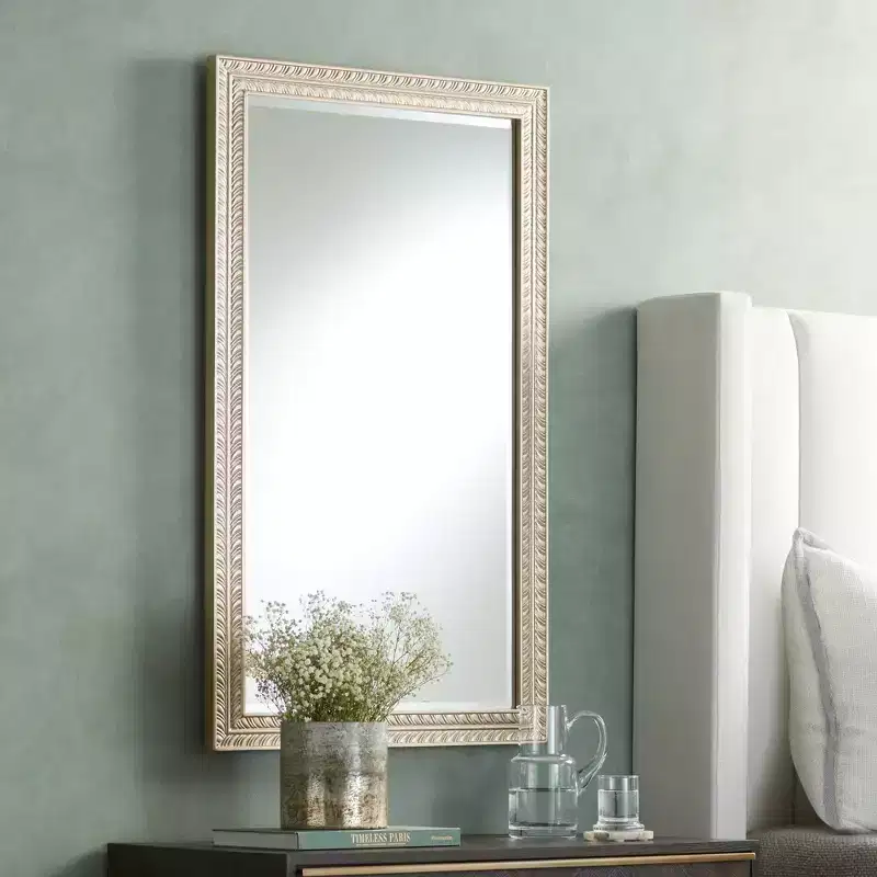 Rectangular Vanity Decorative Wall Mirror Modern Champagne Gold Wood Frame 24 Wide Bathroom Bedroom Living Home