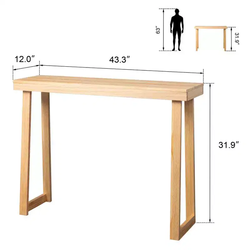 Karl Home 43.3 In. Solid Wood Console Table With Trapezoidal Legs