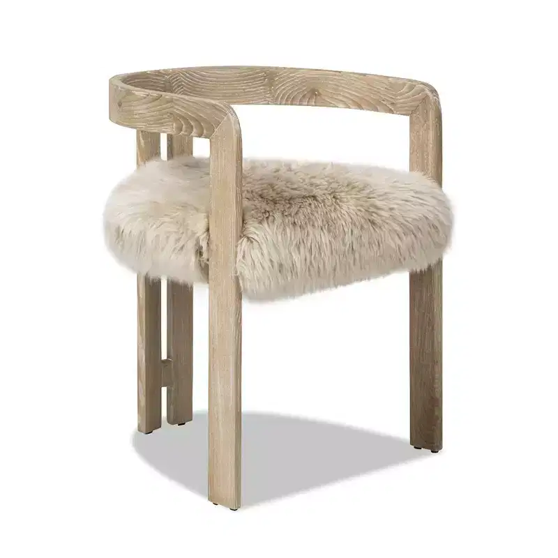 Jennifer Taylor Home Millwick 21 Low Back Genuine Fur Dining Chair, Natural Blonde Genuine Fur