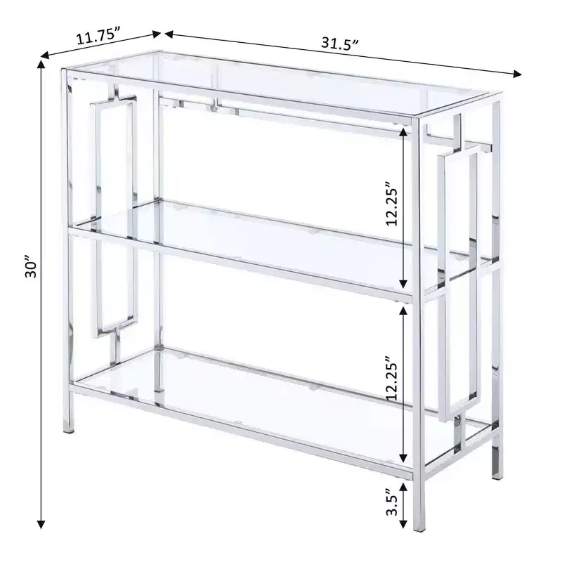 30" Town Square Chrome 3 Tier Bookcase Chrome - Breighton Home