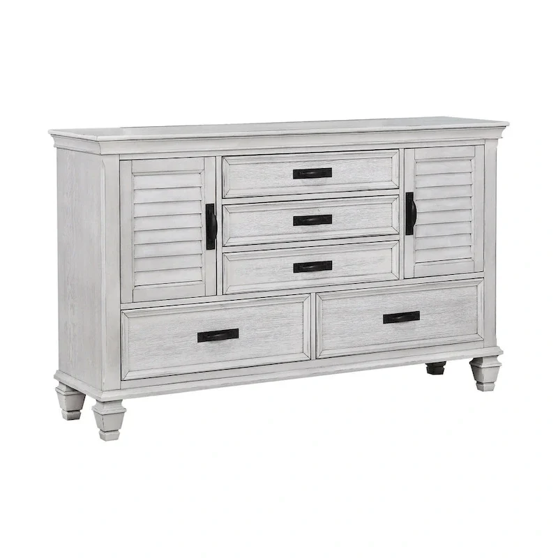 Capistrano Antique White 4-piece Bedroom Set with 2 Nightstands and Dresser
