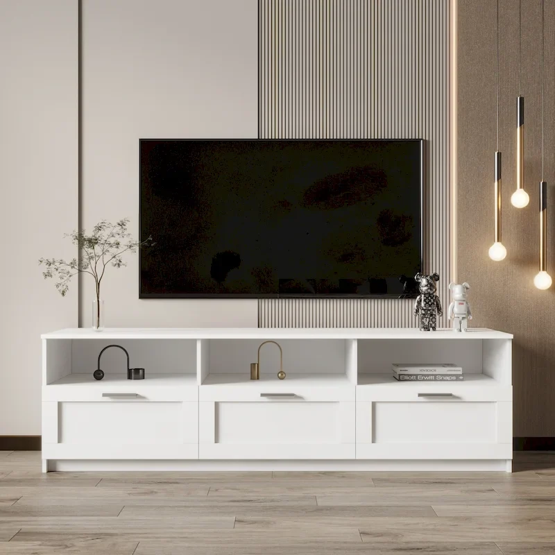 Modern minimalist TV cabinet 80 inch TV stand, open locker Living Room Bedroom