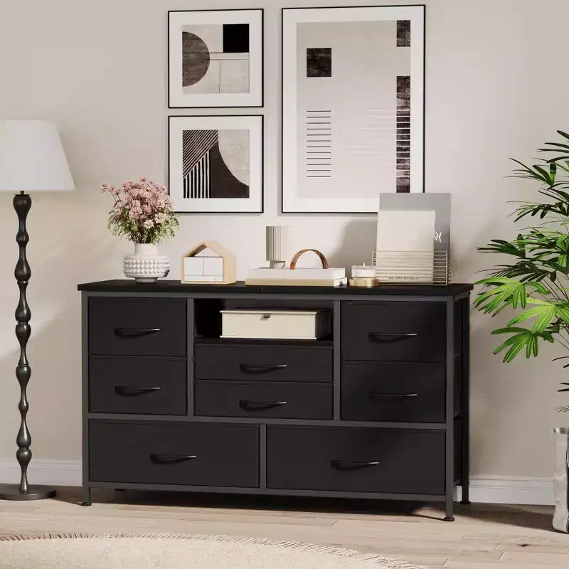 TV Stand for Bedroom,TV Media Console Table with 8 Drawers and Open Shelves for Living Room, Hallway