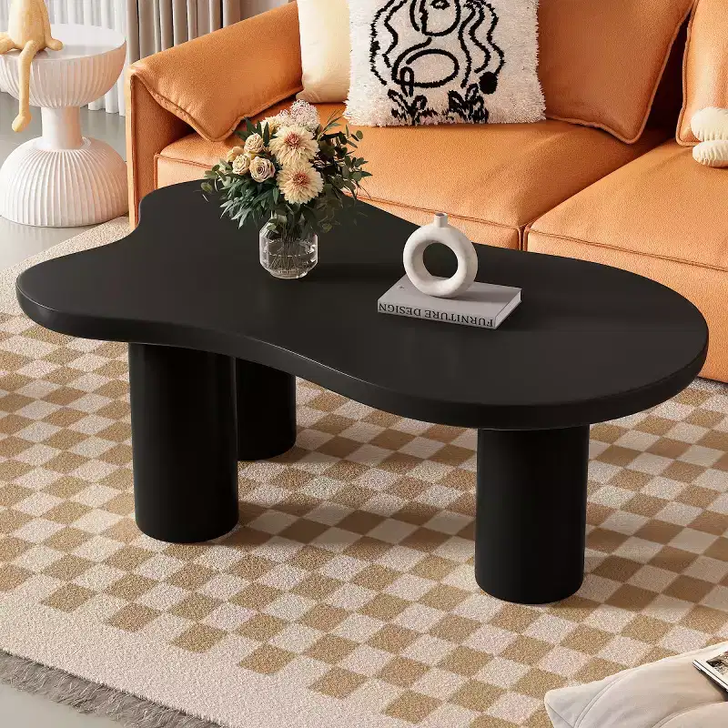 37W Cloud Shaped Coffee Table With 3 Legs, Coffee Table Unique, Irregular Abstract Coffee Table, Coffee Table For Living Room
