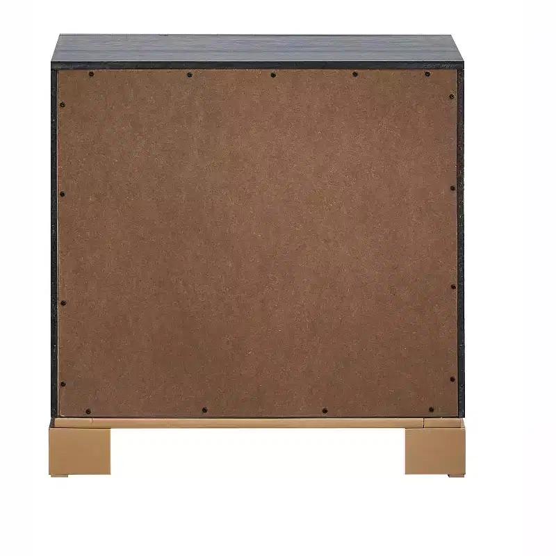 Passion Furniture Kramer Black and Gold 2-Drawer 24 in. W Nightstand