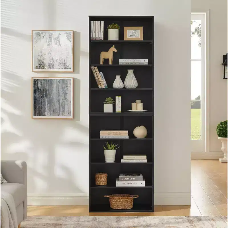 Okak Minimalism Bookshelf, Storage Shelves with 8 Tiers, Multi-functional Double-layer Storage Organizer for Living Room, Office