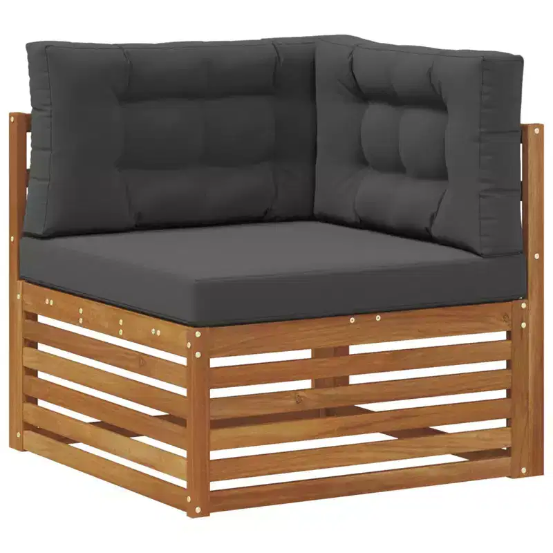 Outdoor Corner Sofa in Solid Acacia Wood – Natural Finish