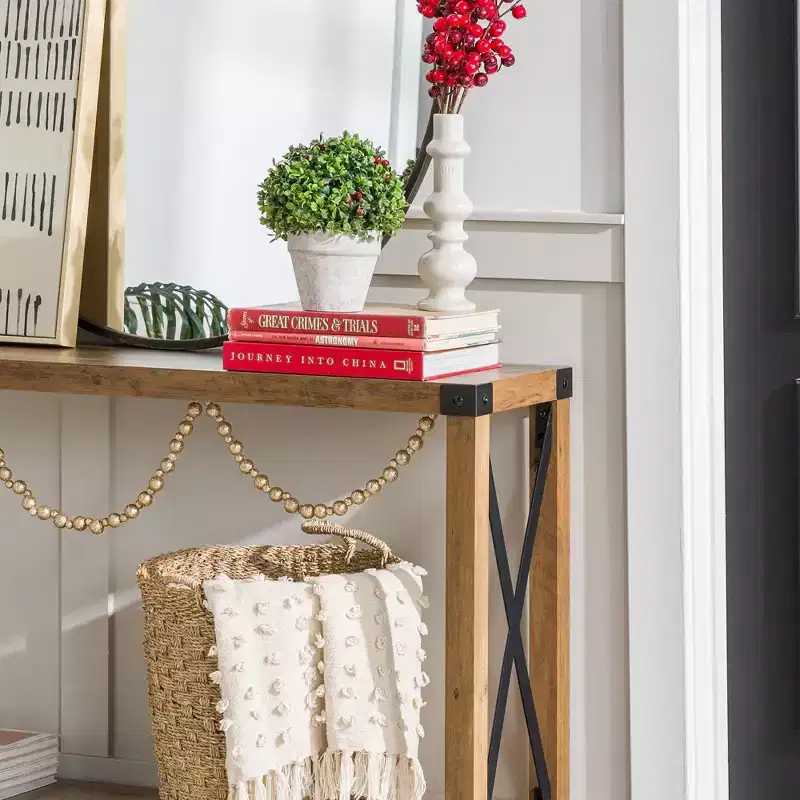 Sophie Rustic Industrial X Frame Entry Table - Saracina Home