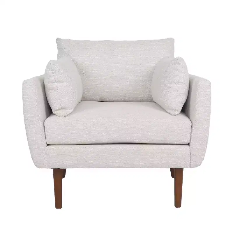 Christopher Knight Home Gould Upholstered Club Chair with Accent Pillows Beige/Walnut