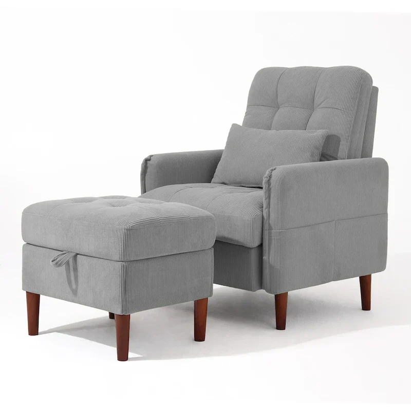 UIXE Modern Lounge Chair Accent Chair and Stroage Ottoman With Adjustable Backrest