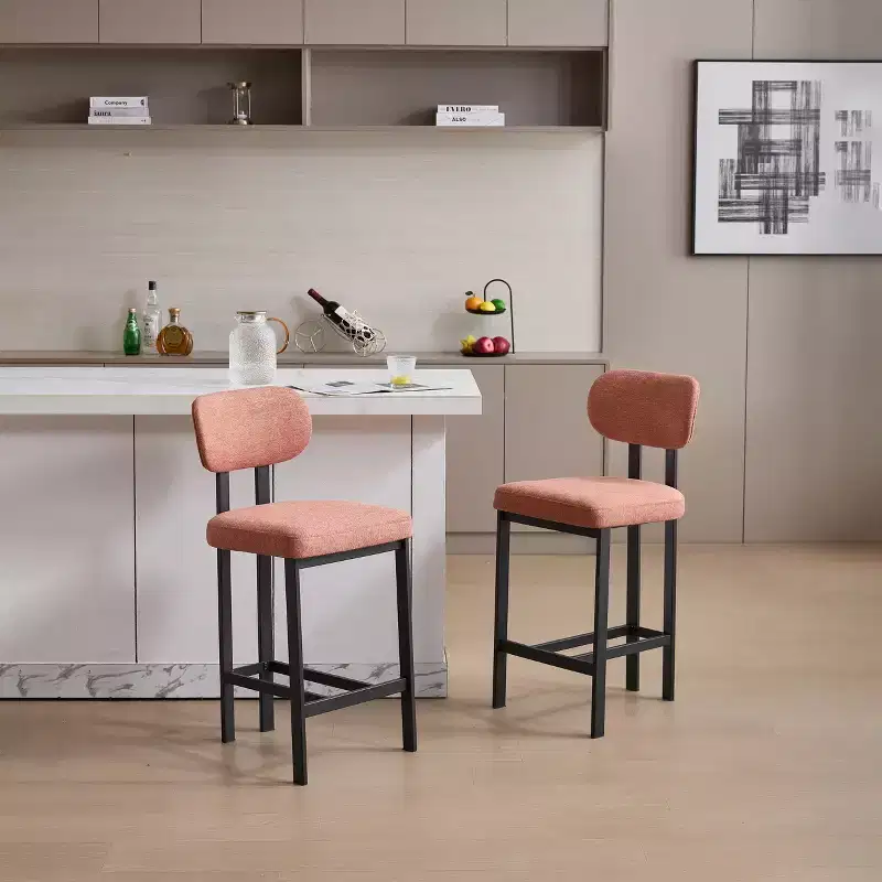 Upholstered Boucle Dining Chairs Set of 2 – Multiple Colors, Metal Legs