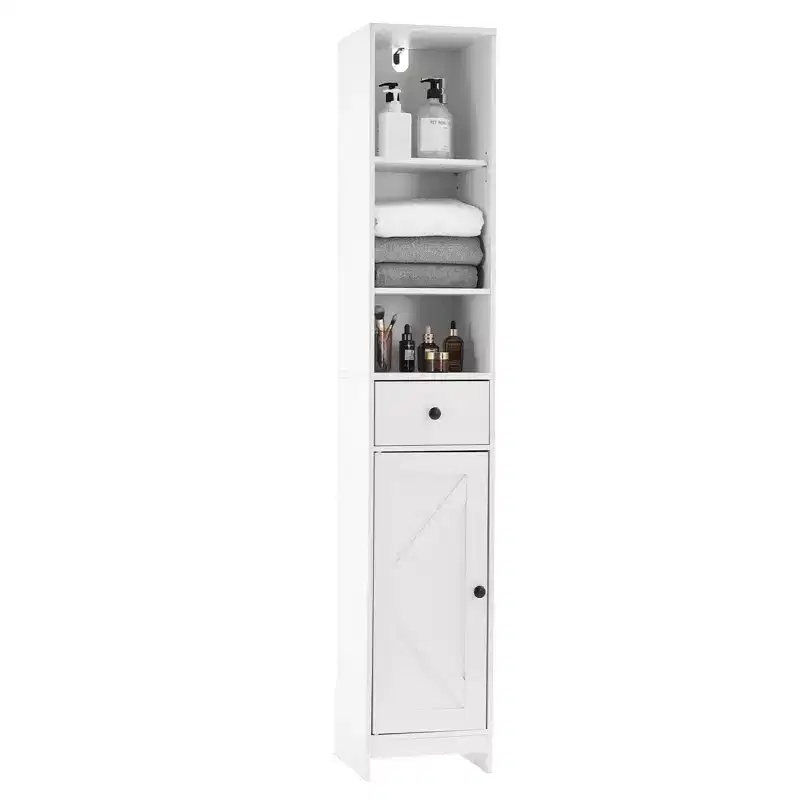 Tall Narrow Bathroom Cabinet, 66.9 Skinny Storage Cabinet, Water Resistant Freestanding Organizer for Small Spaces