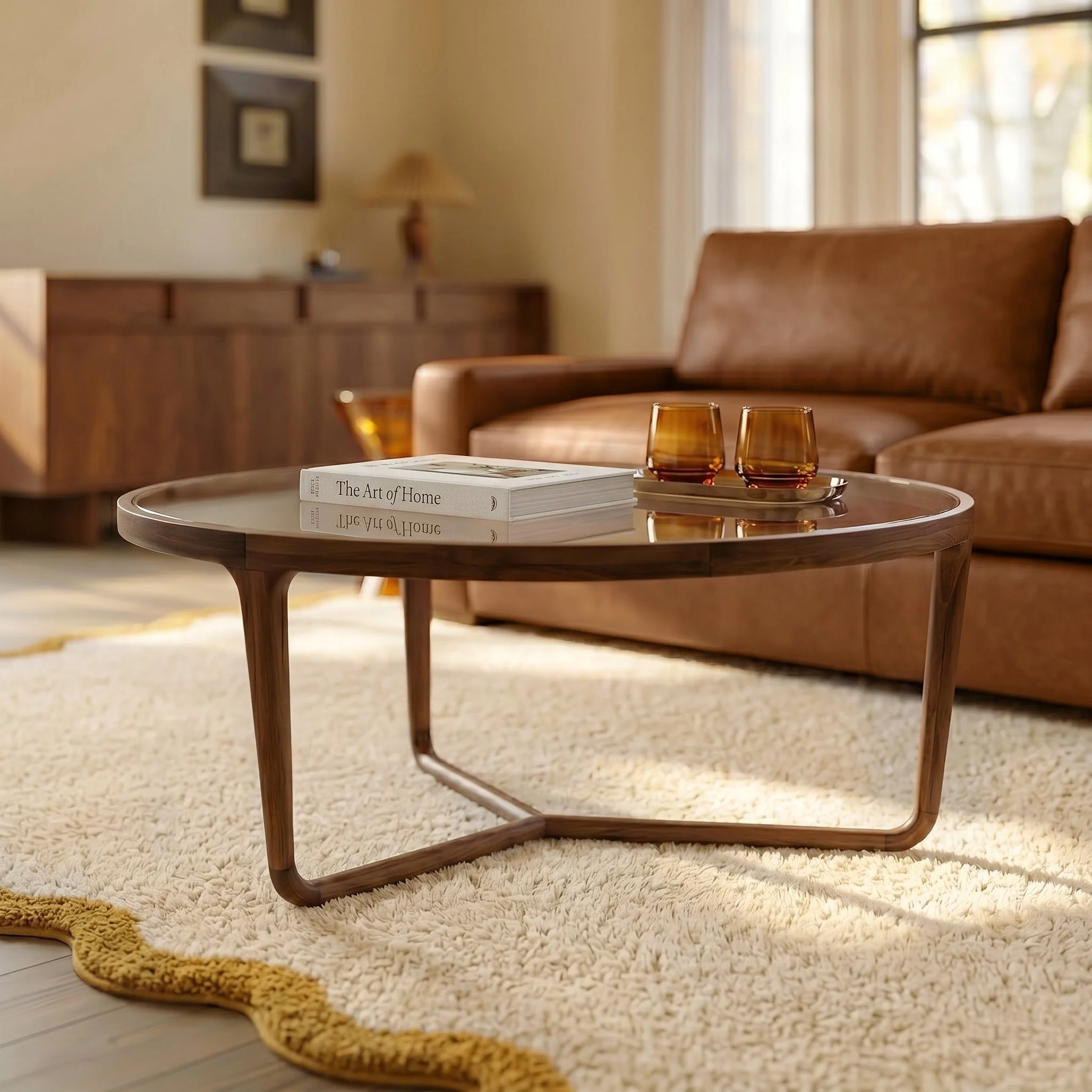 Modern Walnut Walnut Wood Coffee Table for Living Room