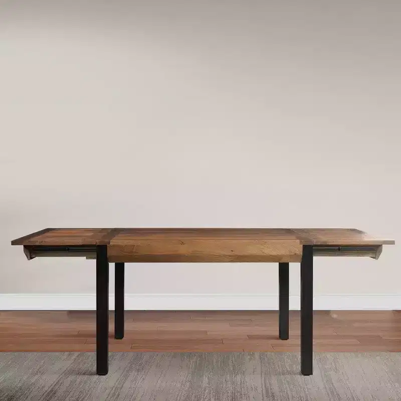 Brown & Black Extendable Rectangular Dining Table – Seats 6–8