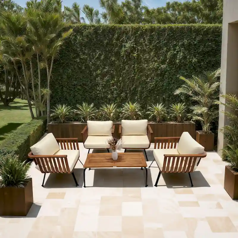 LuXeo Java Teak Deep Bowl Set - 4 Person