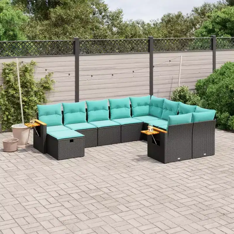 vidaXL 10 Piece Patio Sofa Set with Cushions Grey Poly Rattan (US only)
