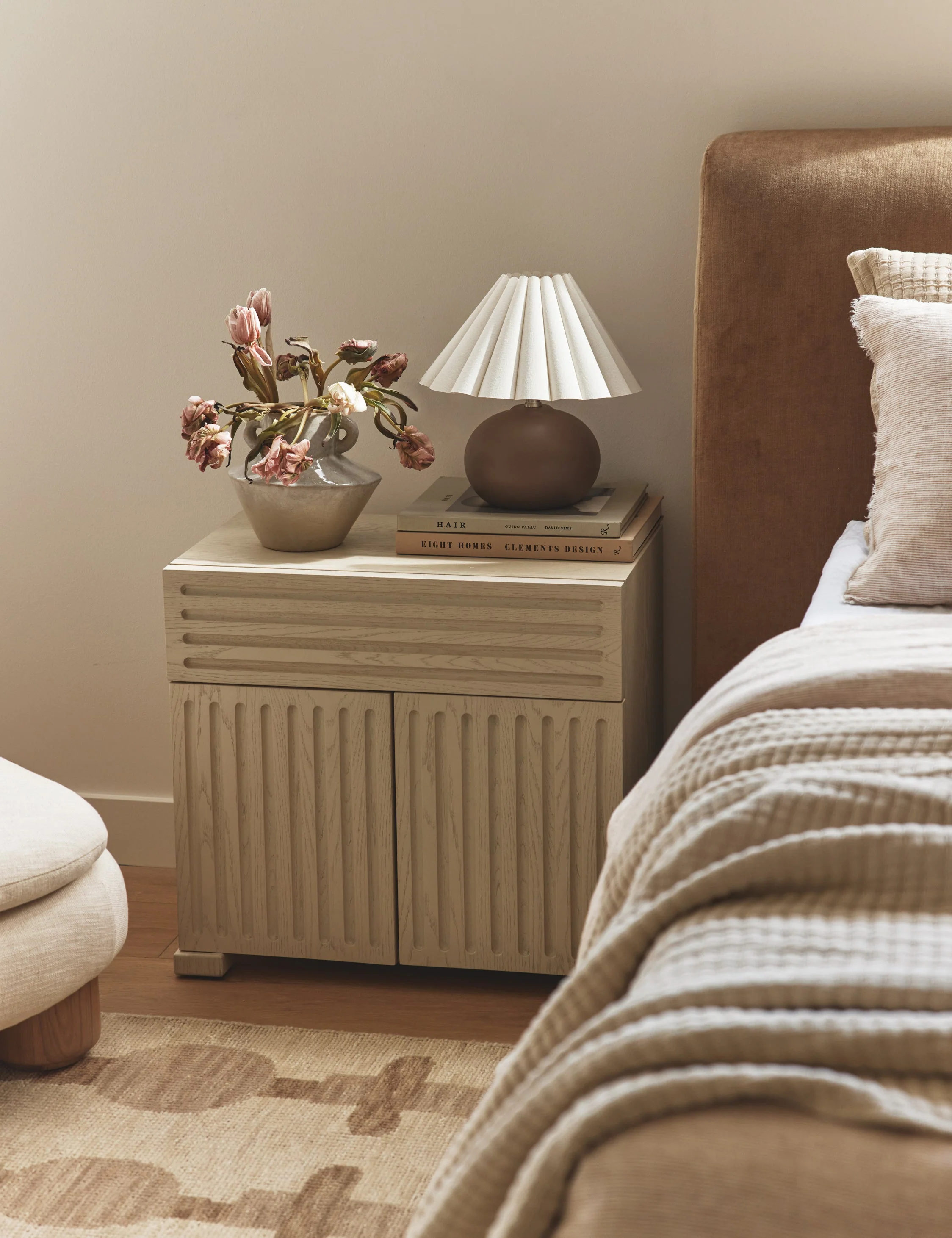 Nightstand A beautiful wood construction and textural elements bring an undersd elegance to the nightstand¡ªthe perfect piece for bedside storage