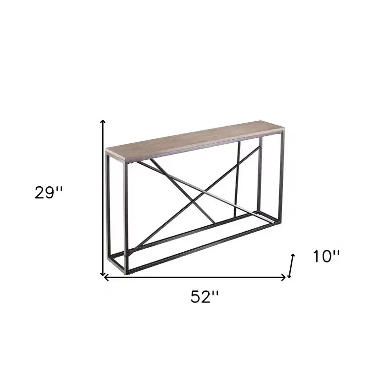 HomeRoots 52 Taupe and Gray Faux Stone Frame Console Table