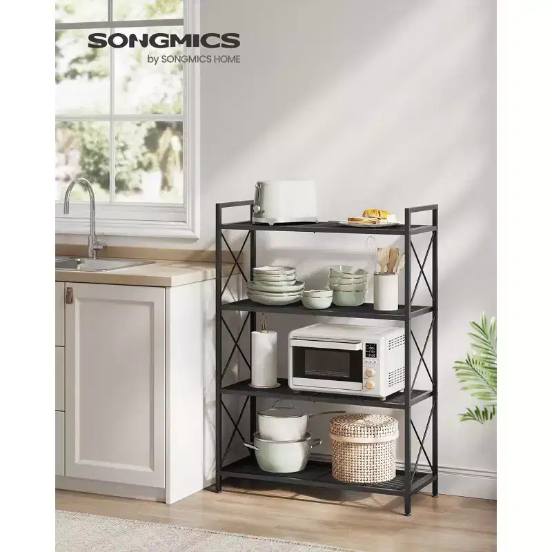 3-Tier Rolling Storage Cart, All-Metal Frame with X-Braced Sides and Wire Mesh Shelves, 31.5 Wide Mobile Organizer with Locking Casters