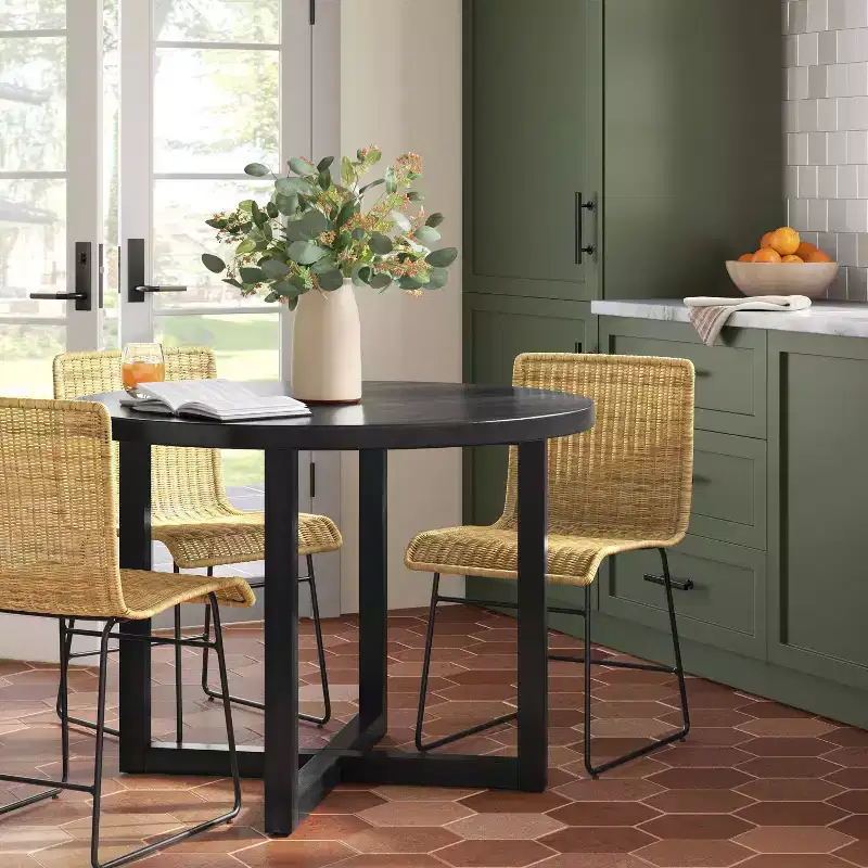 Chapin Modern Rattan Dining Chair with Metal Legs Beige - Threshold™ : Black Frame, Rattan-Like Design